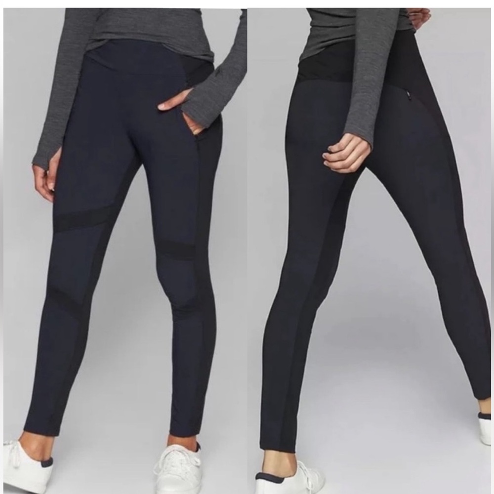 Athleta Highline Hybrid Tights Summiter Active High Rise Leggings, size 12